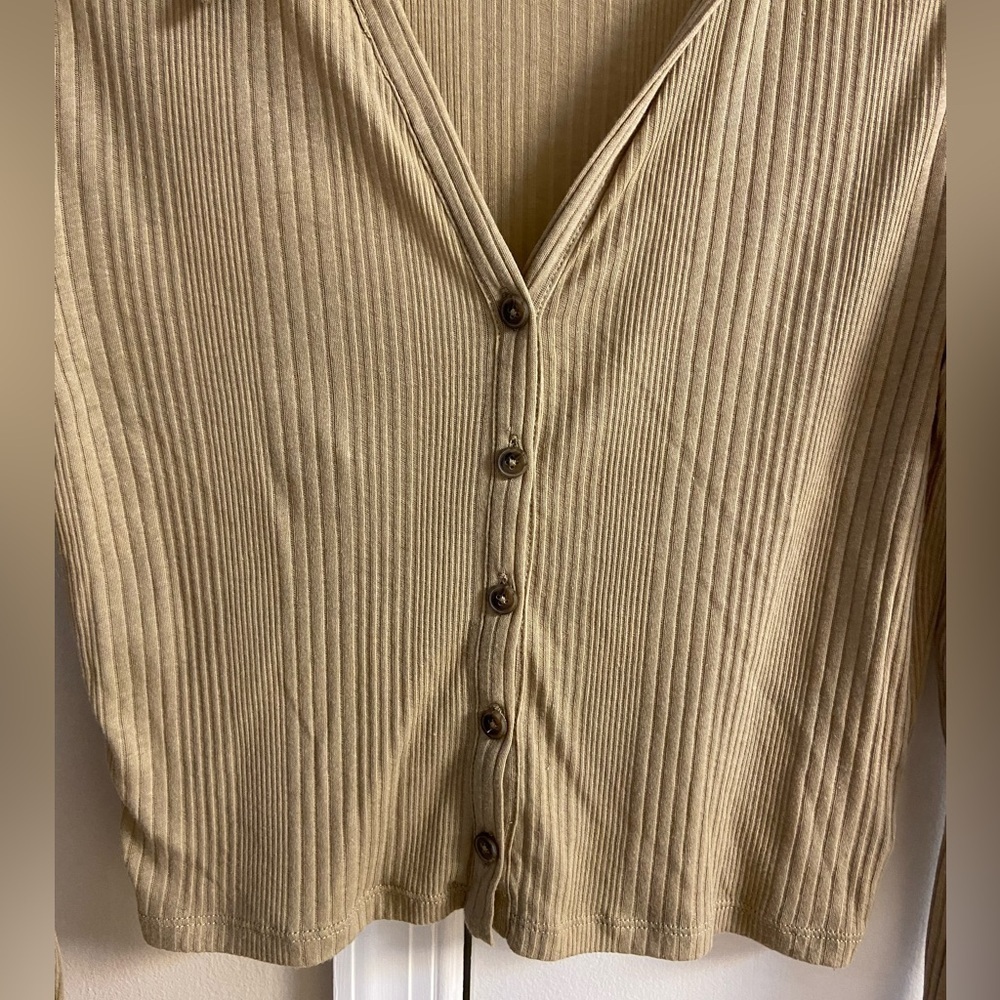 Madewell Khaki Variegated Polo Shirt Large - Picture 5 of 7